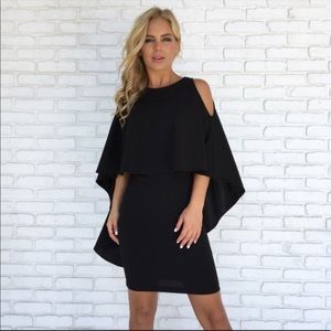 Classy Black Cape Dress, NWT!